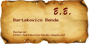 Bartakovics Bende névjegykártya